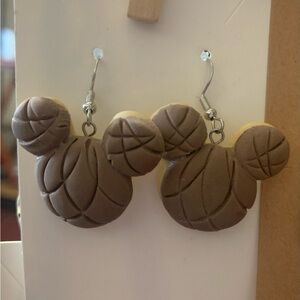 Brown Mickey Mouse Shaped Concha Inspired Earrings